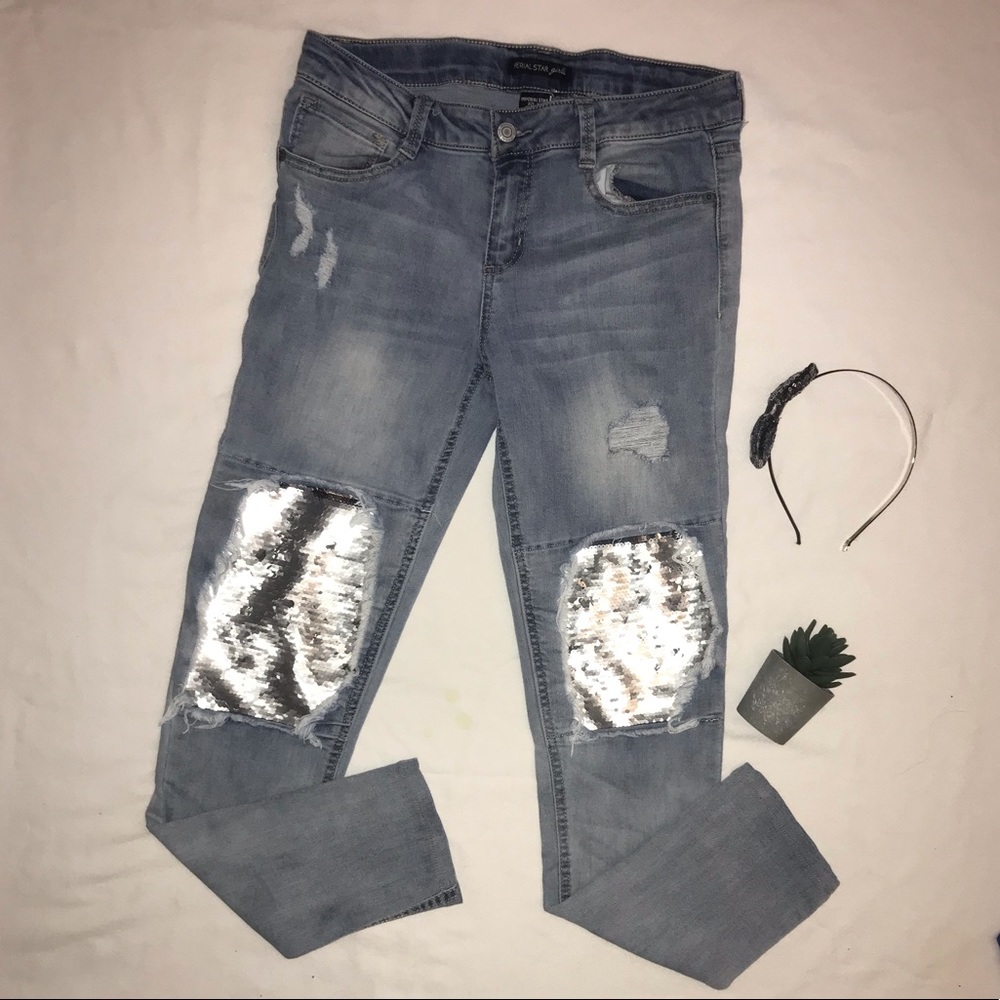 Girls sequins jeans  & headband